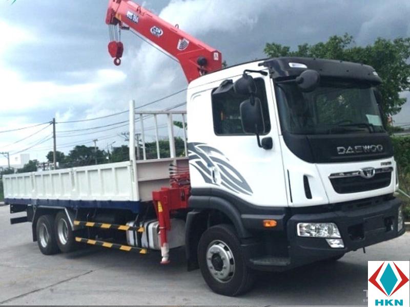 Xe Tải Daewoo 12 Tấn 3 Trục Rút Gắn Cẩu Unic 5 Tấn 4 Khúc