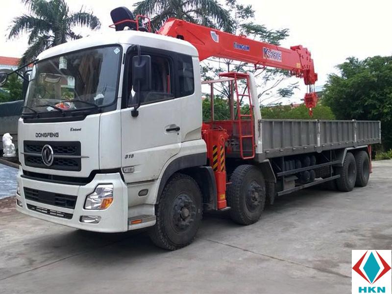 Xe Tải Dongfeng L340 4 Chân 15 Tấn Gắn Cẩu Kanglim 10 Tấn