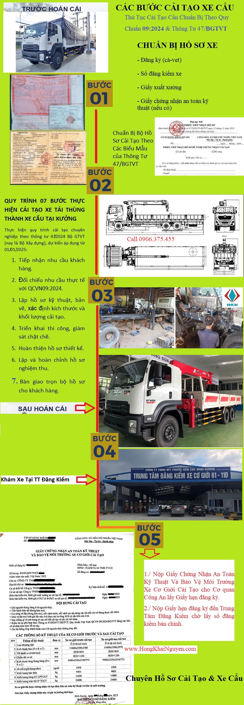 Cải Tạo Xe Tải Isuzu FVM 3 chân Gắn Cẩu Theo Quy Chuẩn Mới 09-2024