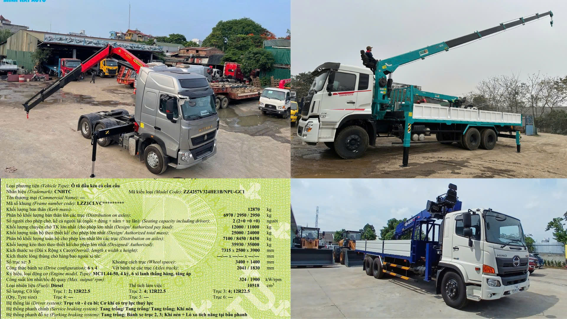 Cải tạo lắp cẩu cho xe tải Howo, Dongfeng, Hino